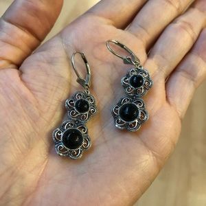 Onyx 925 drop earrings